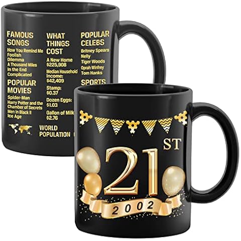 Greatingreat 2000 Old Time Information-21st Birthday Mug, Happy 21 Birthday Party, Turning 21 Birthday, 21st Bday For Her & Him, Twenty-First Birthday Mug, Milestone Birthday Cover