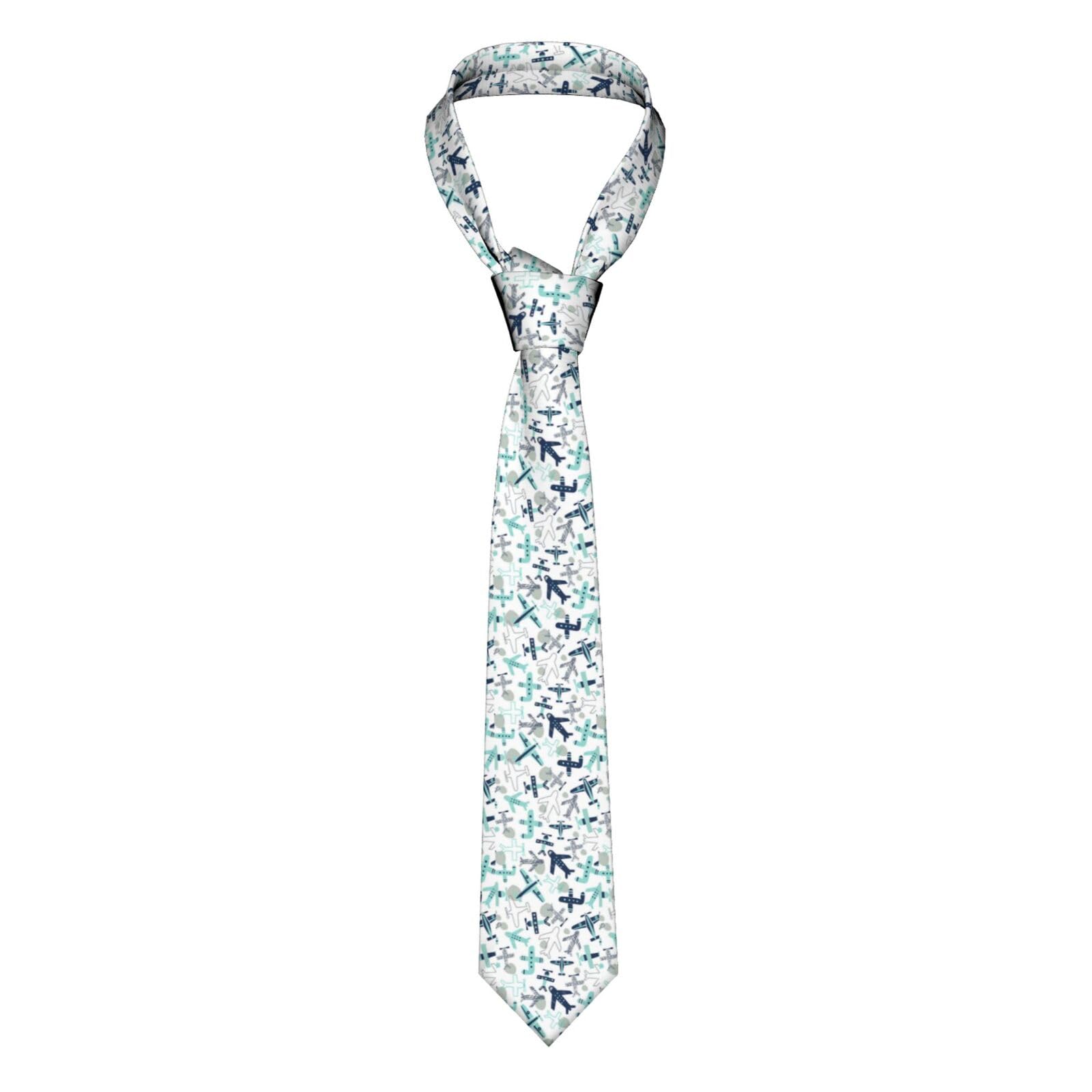 HAHAFU Airplane Men Ties Classic Silk Men'S Neckties,Formal Printed Neckties For Party Work Business Wedding