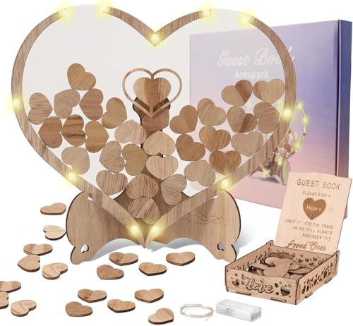 Wedding Guest Book Alternative - Wood Heart Drop Guest Book