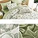 Luxudecor Floral Queen Comforter Set 7 Pieces Bed in a Bag, Sage Green Flower with Bird Bedding Set, Soft Reversible Comforter with Sheet Set 90