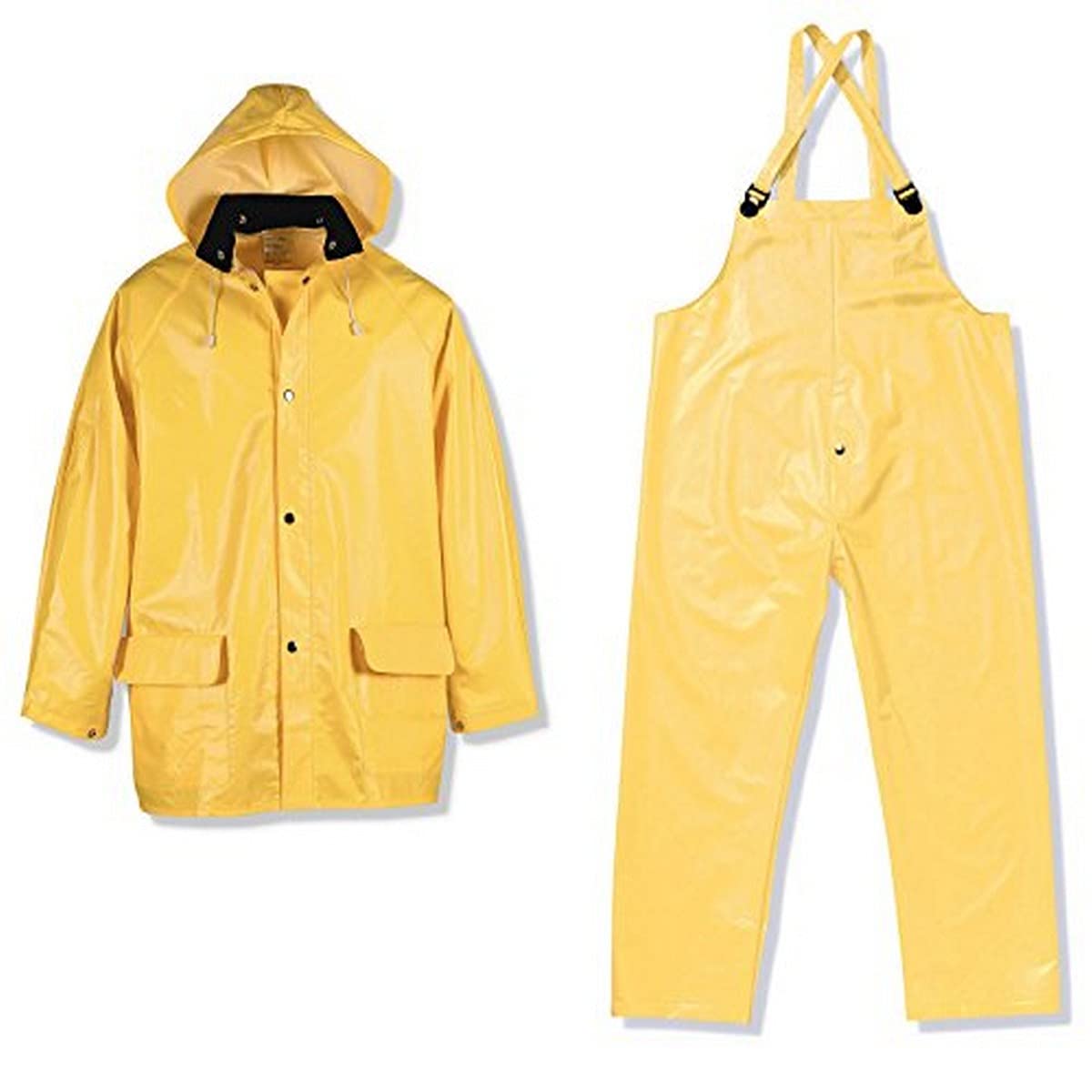 Viking Handyman Suit - Wind and Waterproof Bib Overalls and Jackets for Men of Durable PVC/Polyester with Detachable Hood, Yellow - 3X-Large