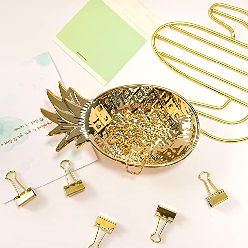 Gold Pineapple Tray Cute Binder Clips Paper Clips Tray Holder Jewelry Tray For Desk Accessories Home Decor #TOP5