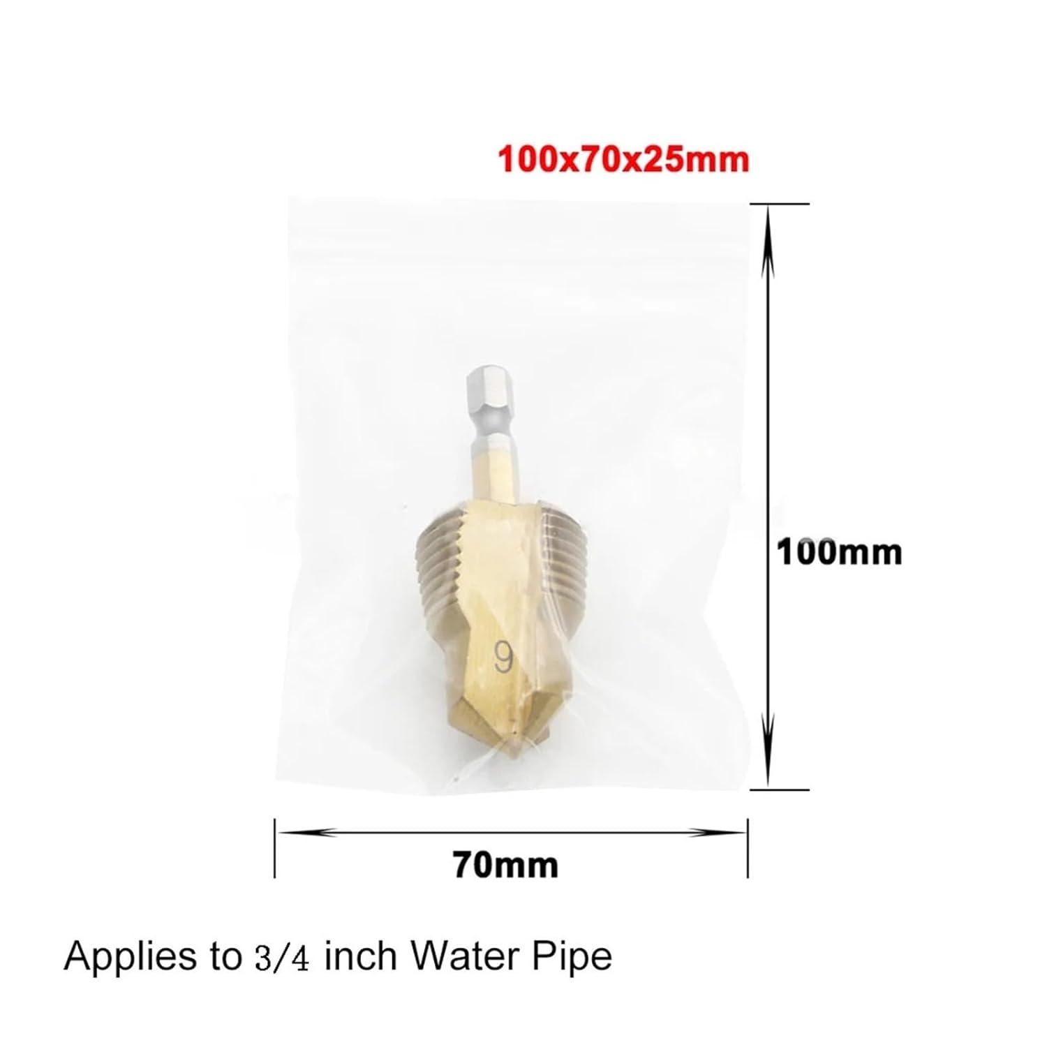 Three-Flute Countersink Drill 2 in 1 Drill Hexagonal Bit Plumber Tool 6.35mm Hex Handle Easy Assembly Gold Color Integrated Stepped Design