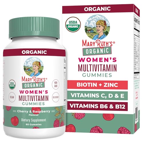MARYRUTH'S Multivitamin Gummies for Women Ages 14+ | Immune Support | Hair & Skin Health | Reproductive Health | Vitamin A C D E B6 B12 Biotin Zinc Iodine | Organic | Vegan | Non-GMO | 60 Count