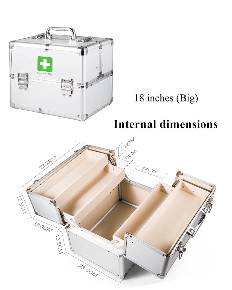Kit di Pronto Soccorso Valigetta Portatile in Alluminio for medicinali con Serratura Scatola immagazzinaggio Emergenza Medica Raccolta farmaci,Kit di Pronto Soccorso(L)