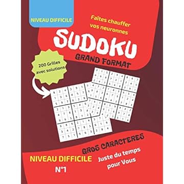 Sudoku - Niveau Difficile - Grand format. Faites chauffer vos neuronnes: Ce livre de Sudoku, 200 Grilles niveau Difficile | 8,5 x 11 pouces, 256 pages | (French Edition)