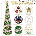 5FT Pop Up Christmas Tree Decorations, Pre Decorated with Ribbons Collapsible Artificial Christmas Tree with Ornaments, Lights, 30 Balls, 12 Candy Canes, Xmas Holiday Party Decor for Home, Apartment