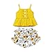 Bonfor 2 Piezas Conjuntos Ropa Bebe Niña 6-24 Meses 1 año - 3 años Verano Algodon Camiseta + Pantalón Corto de Flor para Recien Nacido Niñas Moderna (Amarillo, 12-18 Meses)