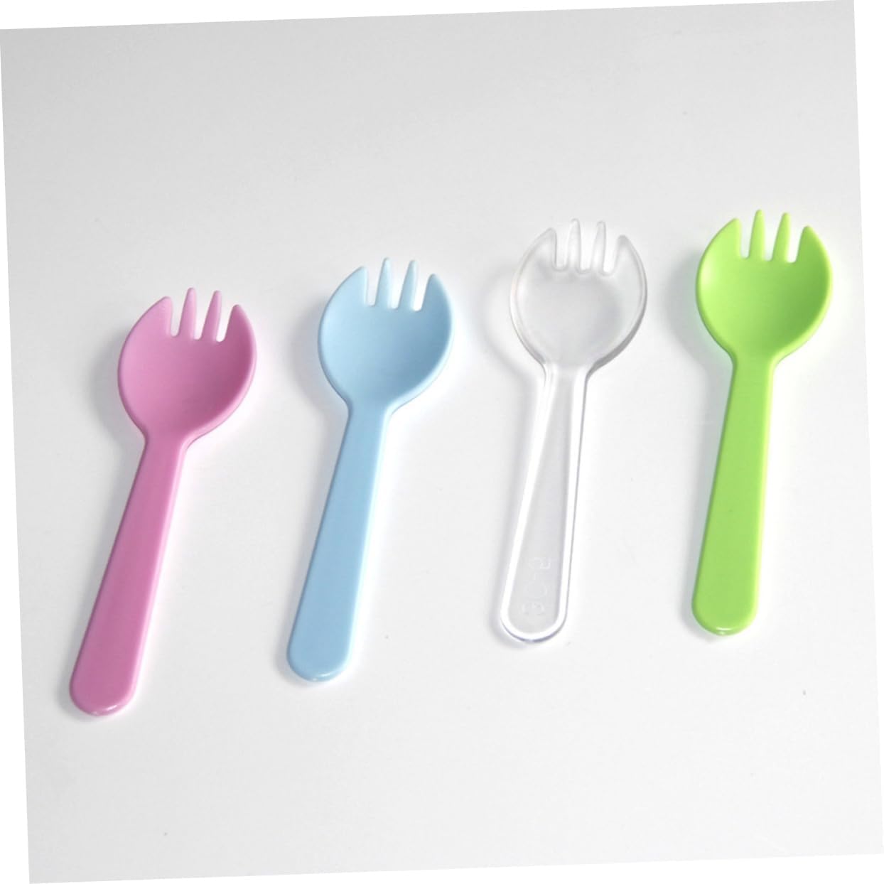 100pcs Eco-friendly Plastic Sporks Forks Spoons Multi-purpose for Ice Salad Fruit Dessert