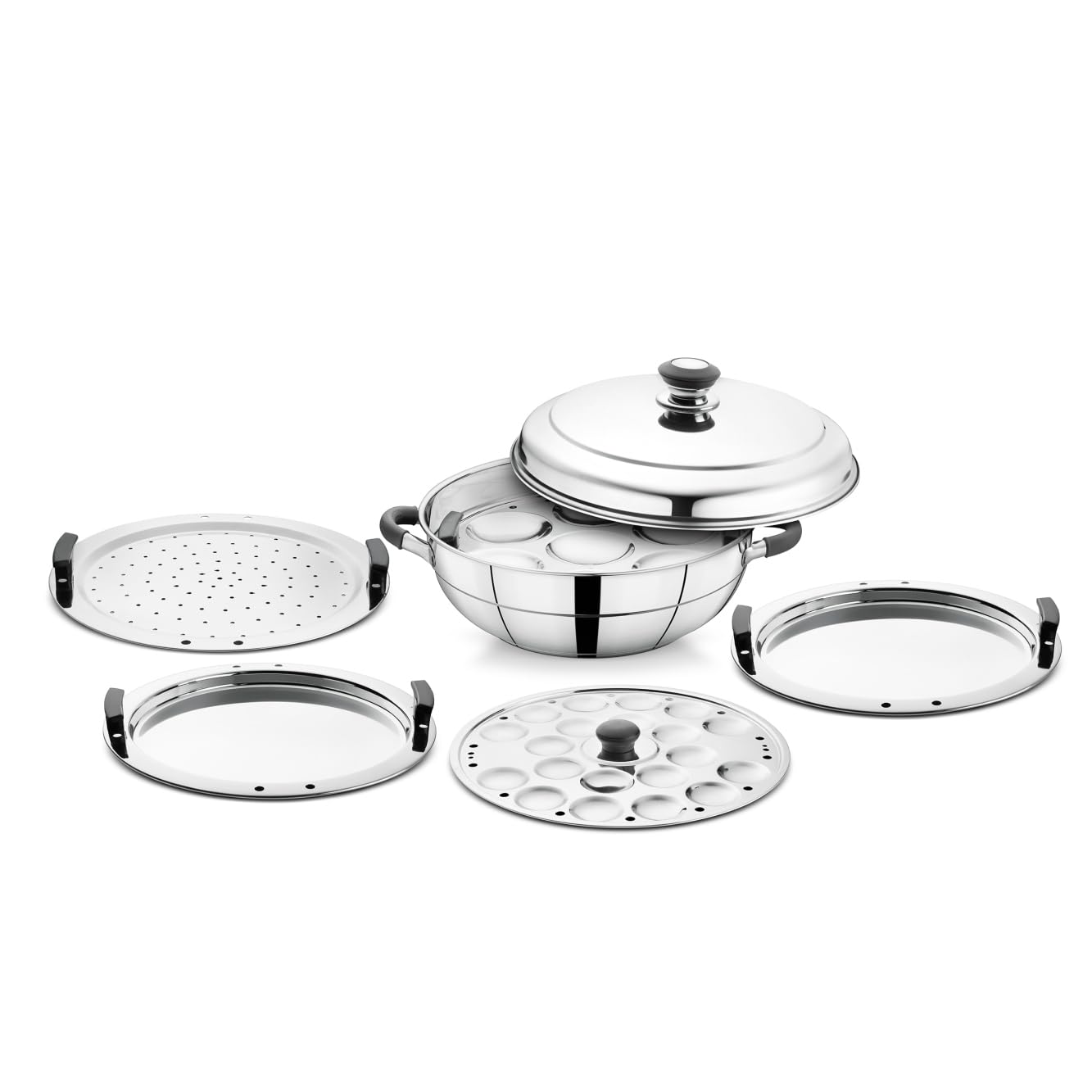 Steelcraft Premium Stainless Steel Multi Kadhai Induction Base 8 Pc ...