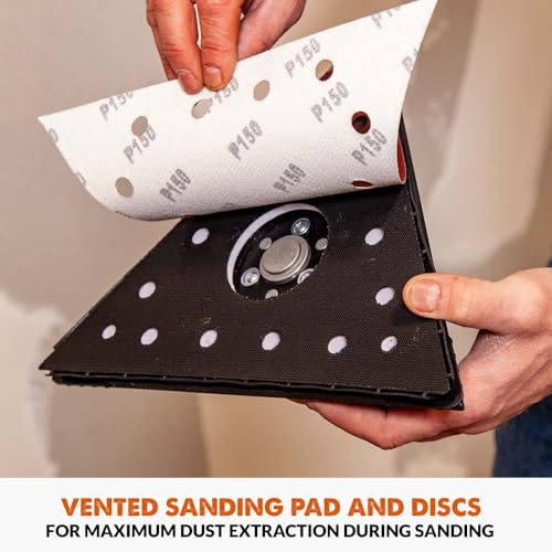 Evolution Power Tools R225DWS-T, Telescopic Drywall Sander with Dual Heads, Wall Sander, Ceiling with Pole, dustless, Floor, Electric, Ceiling, with LED Touch, 24 Sanding Sheets 225mm Orbital (230v) - Image 2