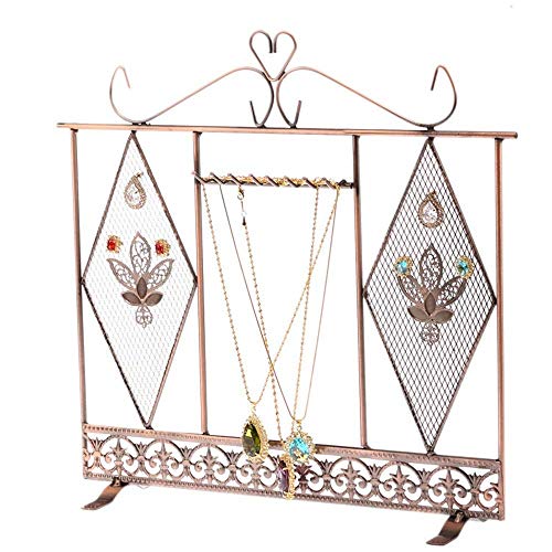 Preisvergleich Produktbild LY88 Damenschmuck Organizer Ohrringhalter Schmuck Display Halskette Große Kapazität mit abnehmbaren Fußarmbändern Halter Wandständer Rack Display Ständer (Farbe: Bronze, Größe: 35x35cm)