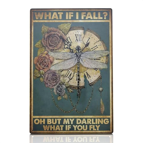 MALLONY-Tin-Vintage-Retro-Fall-Wall-Decor-for-Home-What-If-I-Fall-What-If-You-Fly-Tin-Poster-Dragonfly-Wall-Art-Steampunk-Decor-Gifts MALLONY Tin Vintage Retro Fall Wall Decor for Home What If I Fall What If You Fly Tin Poster Dragonfly Wall Art Steampunk Decor Gifts