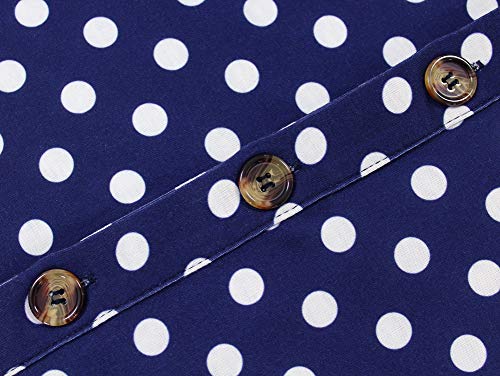 Berydress Women's Casual Beach Summer Dresses 2025 Solid Cotton Flattering A-Line Spaghetti Strap Button Down Midi Sundress (M, 6046-Navy Dot)