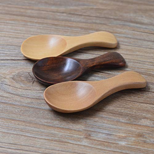 Cabilock 3Pcs Mini Porção Condimentos Sal Mel Colher de Café Colher De Chá Colher De Madeira De Made