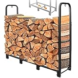 UPBUD Verstellbare Kaminholzregal Metall, 3 Größen Einstellbar, 122 x 30.5 x 116 cm Garten Kaminholzunterstand Brennholzregal Feuerholzregal, Innen und Aussen, Schwarz