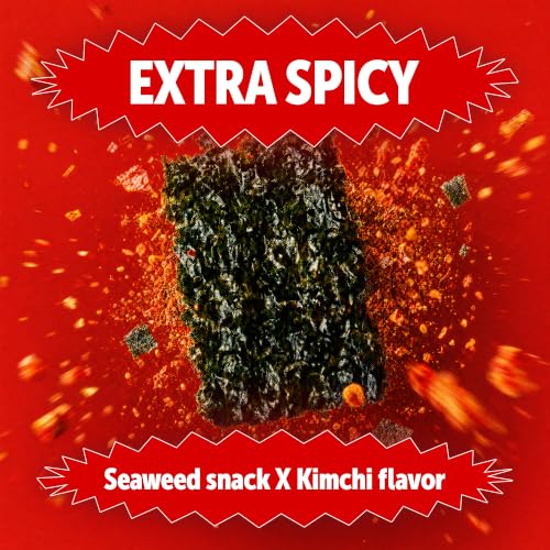 Image of KIMCHIP! Extra Spicy Seaweed Snacks (10-Pack) - Korean Roasted Seaweed with Kimchi Flavor - Organic, Vegan, Gluten-Free, Non-GMO, Kosher - Challenge Snack