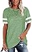 MISSLOOK Women's Color Block Shirts Baseball Tees Short Sleeve Striped Tunics Blouses Tops