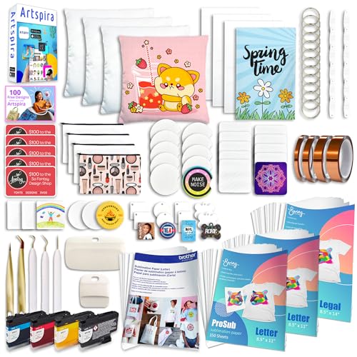 Brother SP-1 Sublimation Printer Deluxe Bundle with Full Ink Set, 460 Sublimation Transfer Sheets, 50 Blanks, Tape and More - Image 3