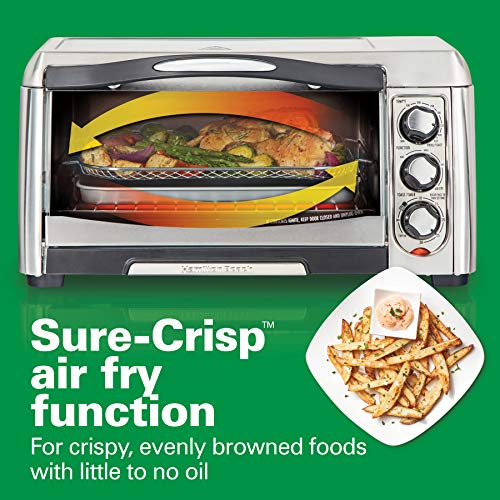 Hamilton Beach Air Fryer Countertop Toaster Oven With Large Capacity, Fits 6 Slices Or 12” Pizza, 4 Cooking Functions For Convection, Bake, Broil, Easy Access, Sure-Crisp, Stainless Steel (31323) #TOP1