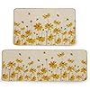 GEEORY Kitchen Mats for Floor Set of 2,Yellow Flowers Floor Mat Farmhouse Seasonal Holiday Decor for Home Kitchen - 17x29 and 17x47 Inch