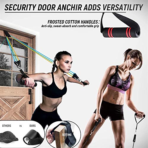 INTEY 13 PCS Resistance Bands with Handles Door Anchor, Exercise Bands up to 150lbs for Working Out, Muscle Building, Physical Therapy - Thumbnail 6
