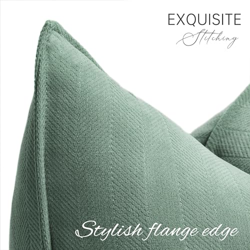 ZWJD Dusty Green Pillow Covers 12x20 Set of 2 Chenille Throw Pillow Covers with Elegant Design Soft and Luxurious Decorative Throw Pillows for Couch, Bed, and Home Decor