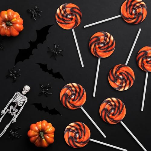 Orange and Black Swirl Lollipops, 24 Pack Halloween, Bulk | Suckers Individually wrapped, Halloween Lollipops Supply for Candy Buffets and Trick or Treat Bags - image 4