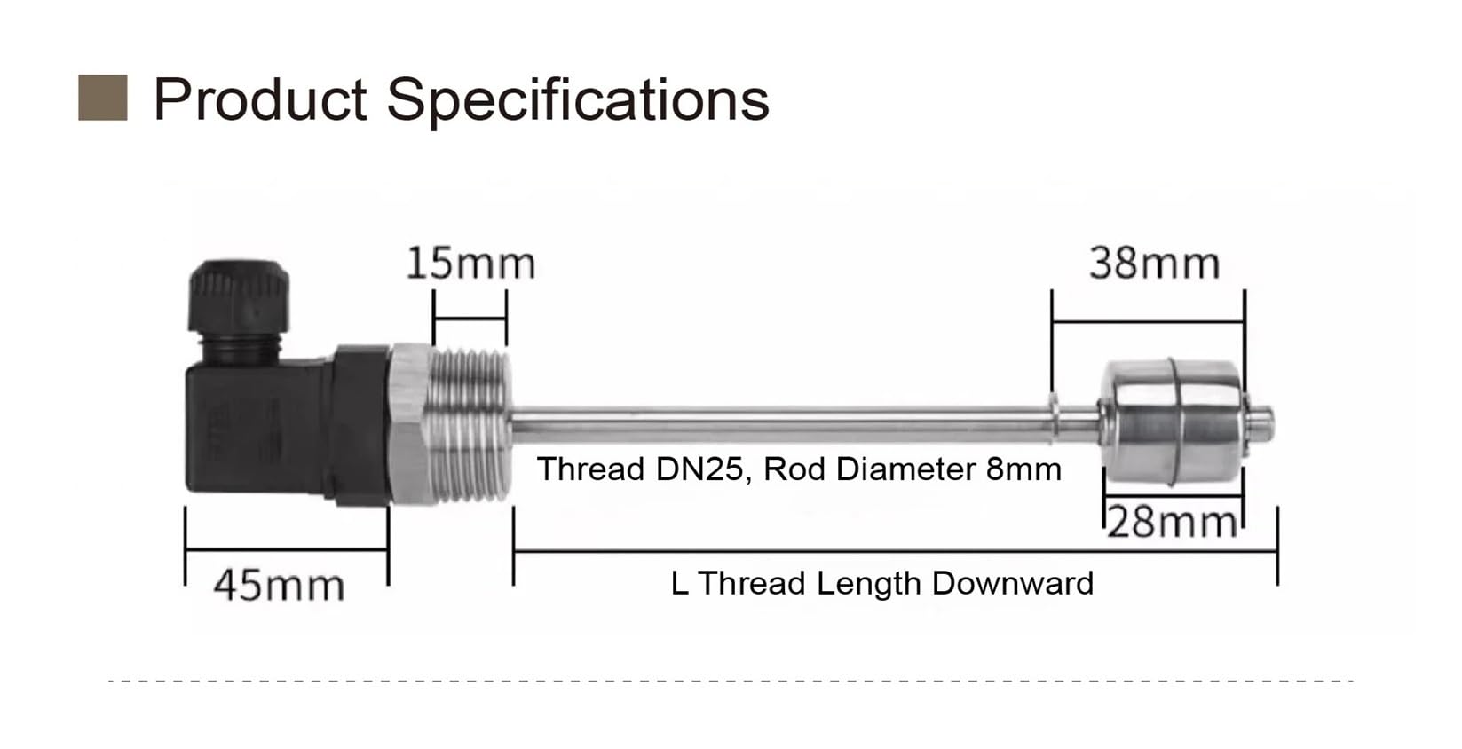 Régulateurs de niveau d'eau, Capteur De Liquide En Acier Inoxydable, Interrupteur 0-220V, Longueur Tige Filetée G1 0-400mm(250mm G1 Daul)