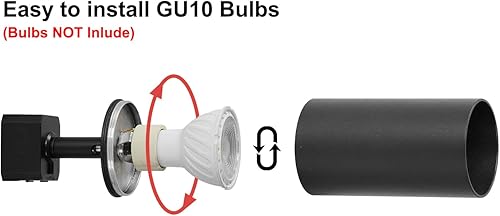 Miniatura 3 de VANoopee Cabezales de iluminación de riel GU10 tipo H, cabezales de luz LED negros compatibles con sistema de estilo Halo, adaptador de base MR16