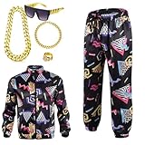 Helltaker 6PCS Men's 80s Tracksuit Vintage Hip Hop Windbreaker 80s Disco Tracksuit 90s Shell Suit outfits for Party
