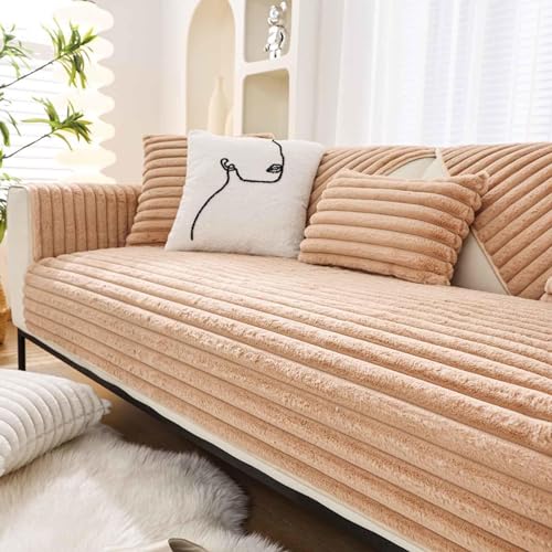 Funda acolchada antideslizante para sofá de 1/2/3/4 plazas, fundas de algodón para sofá reclinable, fundas de cojín universales para sofá, caqui, 110 x 160 cm