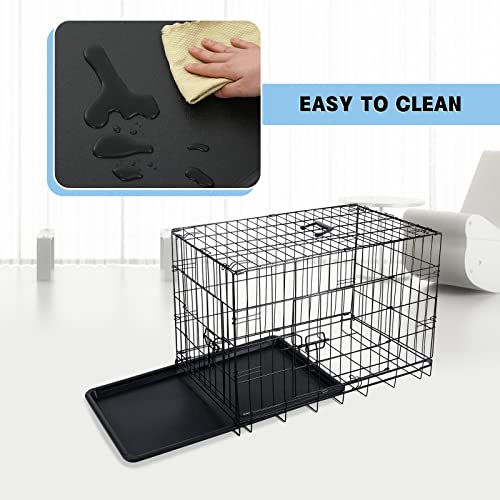 Dog Crate Dog Cage M L XL,Foldable Metal Puppy Dog Crates with 2 Doors with Chew Resistant Plastic Base Tray and Carrier Handle - Image 5