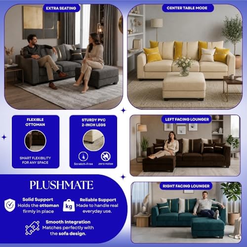 Image of Vero 4 Seater L Shape Sofa Set with Movable Ottoman | Flexible Left or Right Layout | Luxury Velvet Suede Fabric | Modern Living Room Sofa | Green Teal