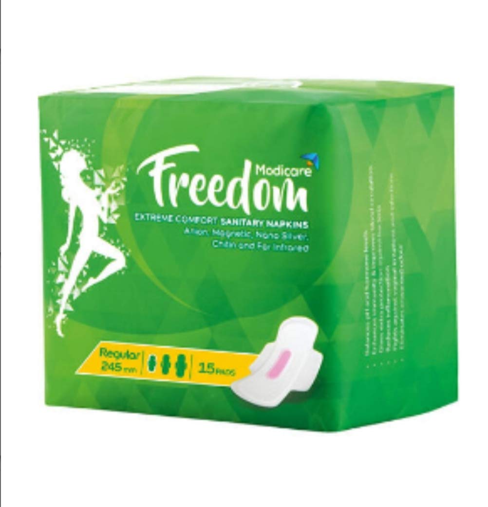 GREEN ORGANICS MODICARE FREEDOM SANITARY NAPKIN - (15 PADS) IN THREE SIZES (REGULAR)