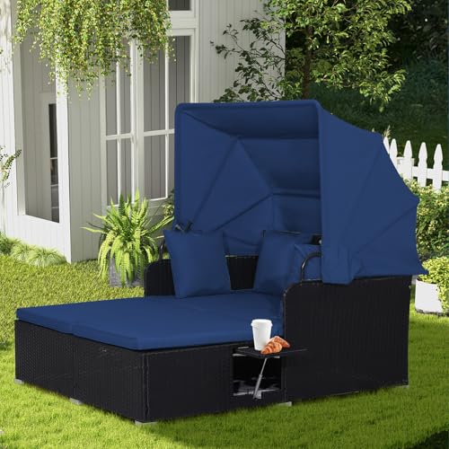 COSTWAY Daybed with Retractable Canopy