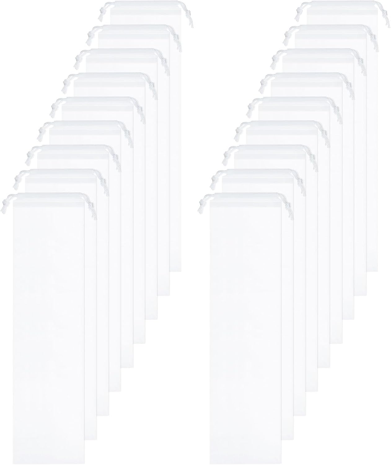 HARFINGTON 18pcs Umbrella Bags 28.1"x7.1" Wet Umbrella Sleeve Cover Reusable Folding Umbrella Storage Bag with Drawstring for Folding Travel Umbrellas, White