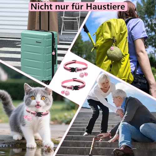 Katze GPS Tracker Hund Kompatibel mit iOS & Android, Weltweite Standortverfolgung, Katzen Halsband GPS Trackers Ohne ABO, Mini Pet Tracker für Katzentracker Katzentracking Peilsenders (Rosa)