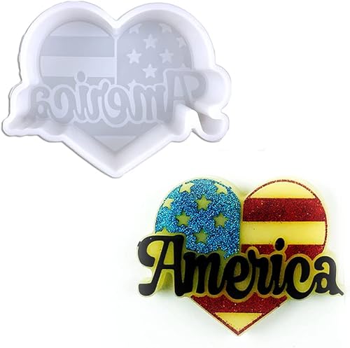 Duawenki Molde de silicona con forma de corazón americano para hacer cuentas de jabón aromático para automóvil, colgante, vela, resina
