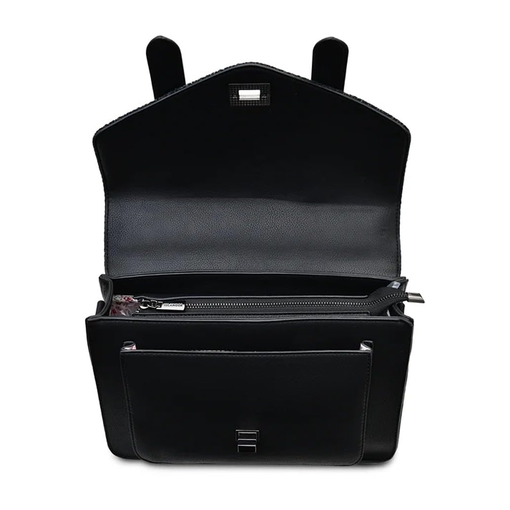 Islander Harris Tweed Large Satchel (Black Herringbone)