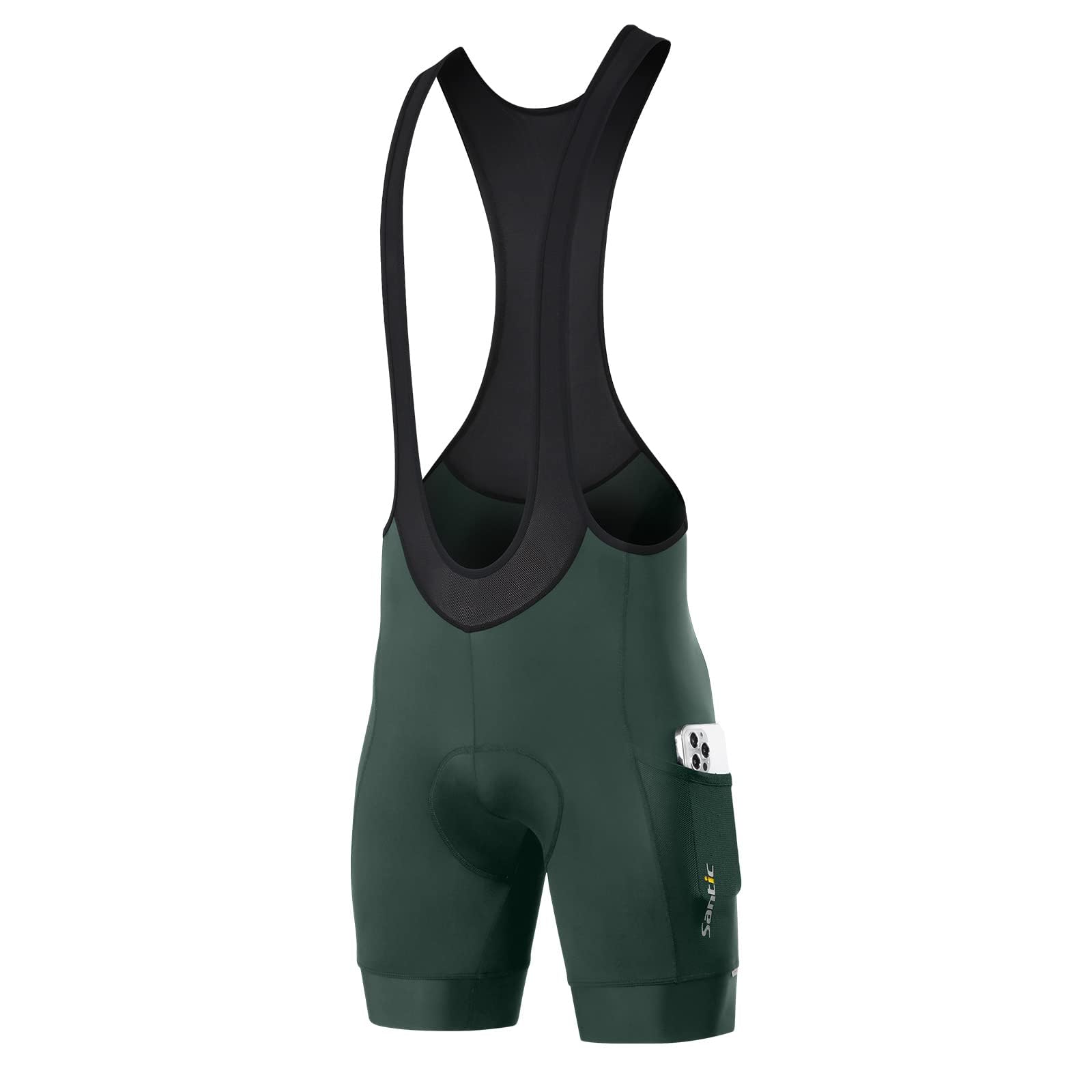 Santic Men's Cycling Bib Shorts 4D Padded Breathable Road Bike Cycling Bibs Biking Bicycle Gel Long Travel Large Green-5202