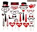 Valentines Day Photo Booth Props Wedding Photo Booth ATTACHED, NO DIY REQUIRED Wedding Party Decorations Photo Booth Mustaches Lips Hearts Attached to the Stick No DIY Required Only By Ussales Seller