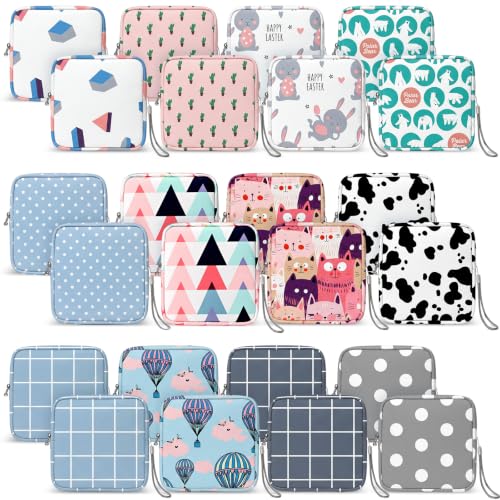 Image of Paterr 24 Pcs Sanitary Napkin Storage Bag Set Including Portable Period Pouch Hand Wrist Strap Lanyard String Holder Tampons Holder Pouch First Period Gift for Teen Girls(Cute Style)