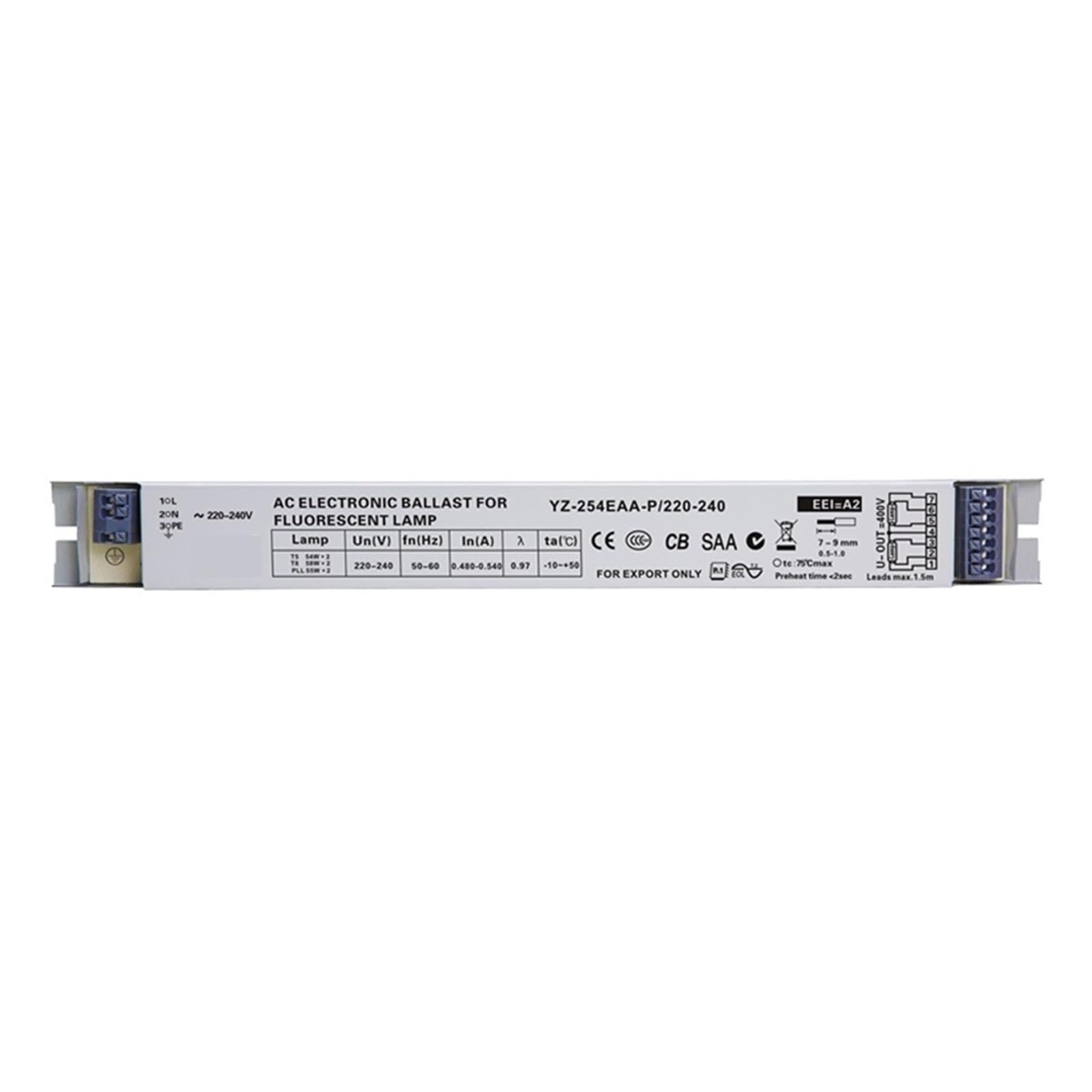 COSZWQDP Electronic Ballast YZ-254EAA 220-240V 2 * 54W T5 Ballasts for HO Tube Fluorescent Lamp Aquarium 58W*2