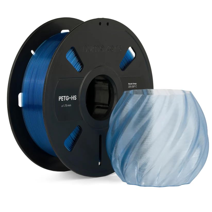 Image of Numakers PETG Translucent 3D Printer Filament Semi-Clear Glossy Finish 1.75mm 1 Kg Spool Strong Layer Adhesion Low Warp High Durability (Ice Blue)