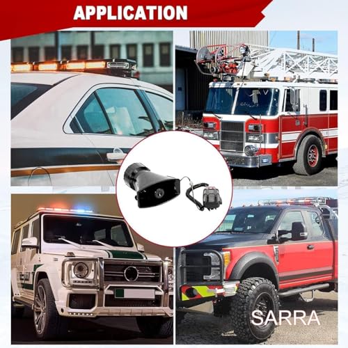Image of SARRA 7-Tone Police Siren with Mic - 100W Loud Hooter for Cars, Jeeps & SUVs | VIP Emergency Vehicle Siren | High-Powered 12V Component | Car hron | Super Loud Sound |Remote Control Alarm Buzzer