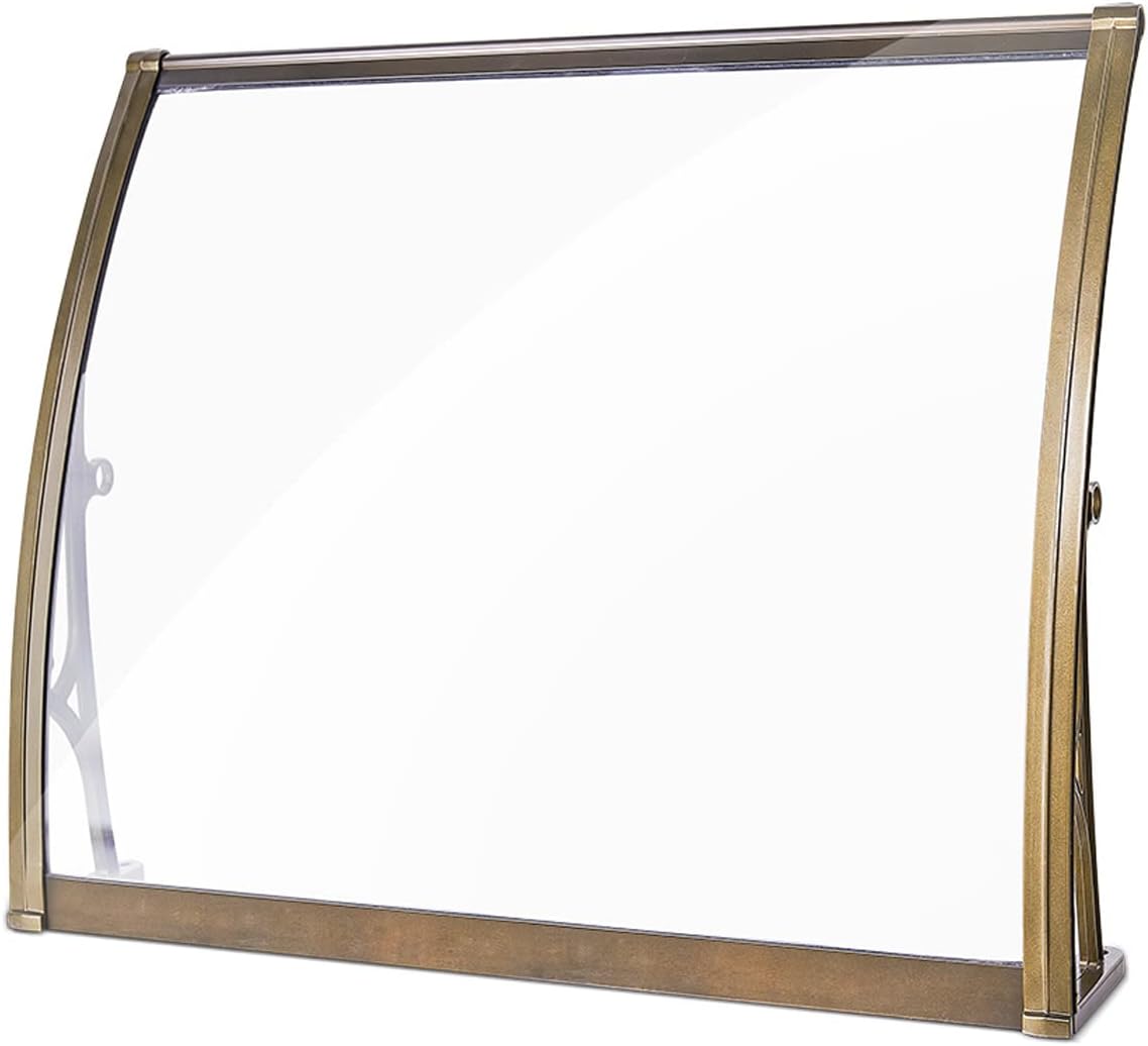 Metal Window Awning,Modern Polycarbonate Front Door Canopy,Outdoor Awning Rain Shelter Cover,Gold Porch Awning with Gold Aluminium Bracket,for Gazebo Garden Roof Balcony (60x110cm/24 x43)