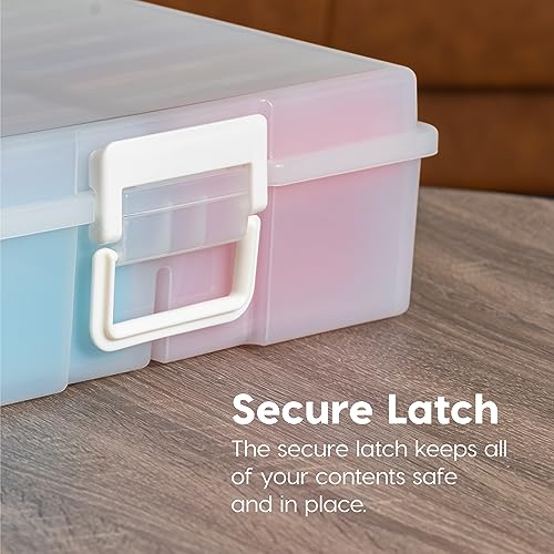 Image of IRIS USA 4 inch x 6 inch |Made in USA| 2-Pack Photo Organizers and Picture Storage Box with Handle, 16 Inner Cases /Containers for Tasks, Stickers, Ephemera, & Flashcards - Pearl