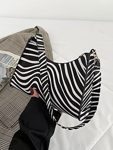 WDIRARA Women's Zebra Print Shoulder Bag Purse Small Zipper Handbag2