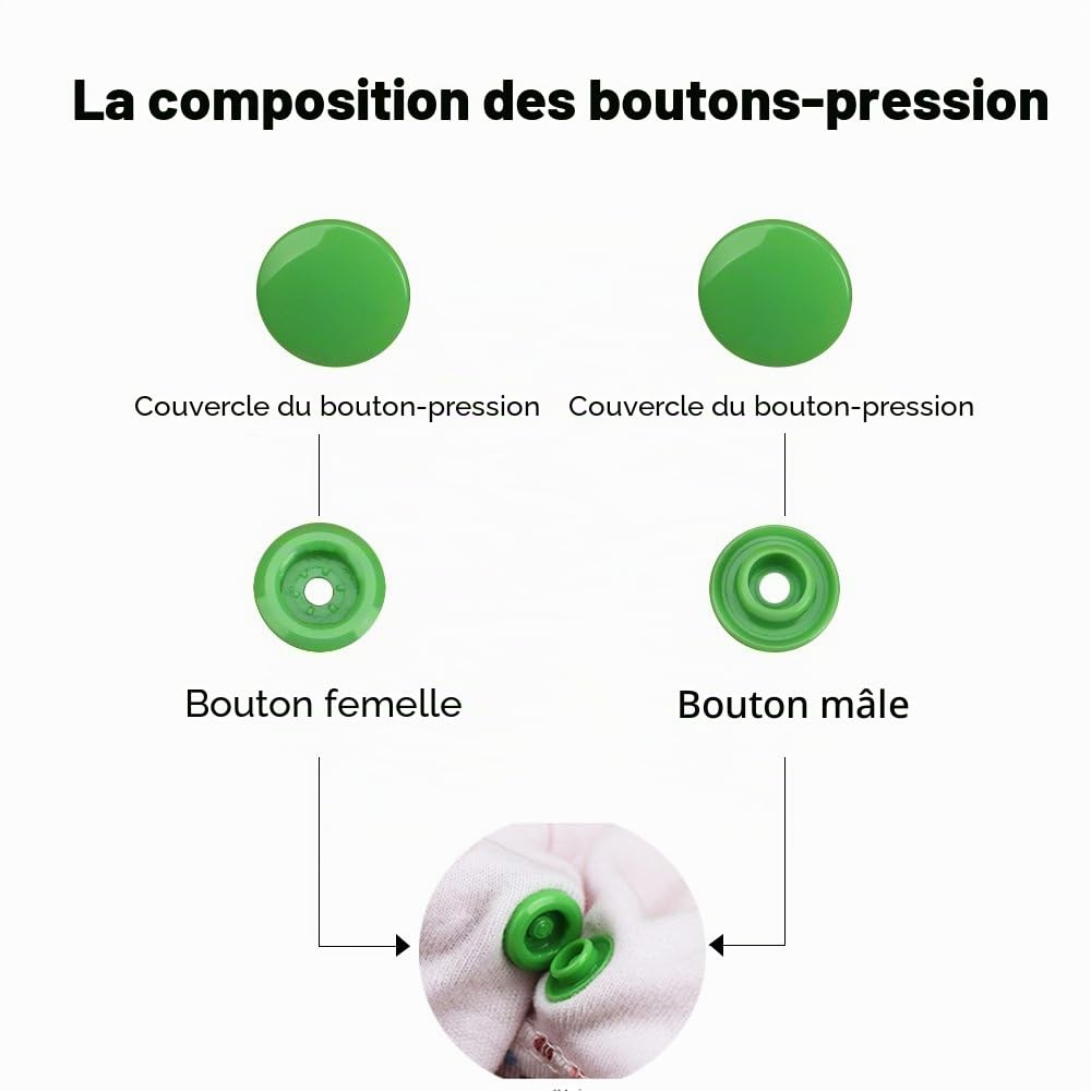 T5 Boutons-Pression en Plastique de 24 Couleurs avec Outils Pince en Métal